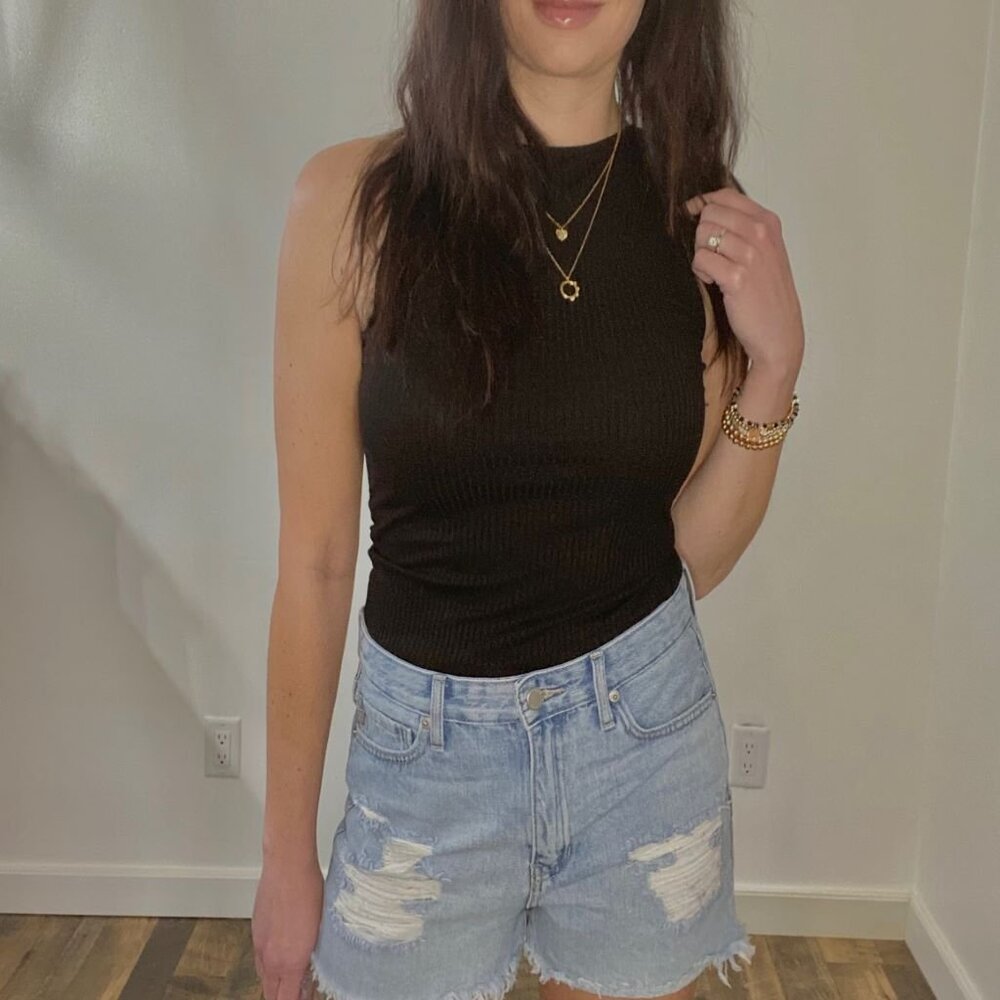 Black Ribbed Tank Top